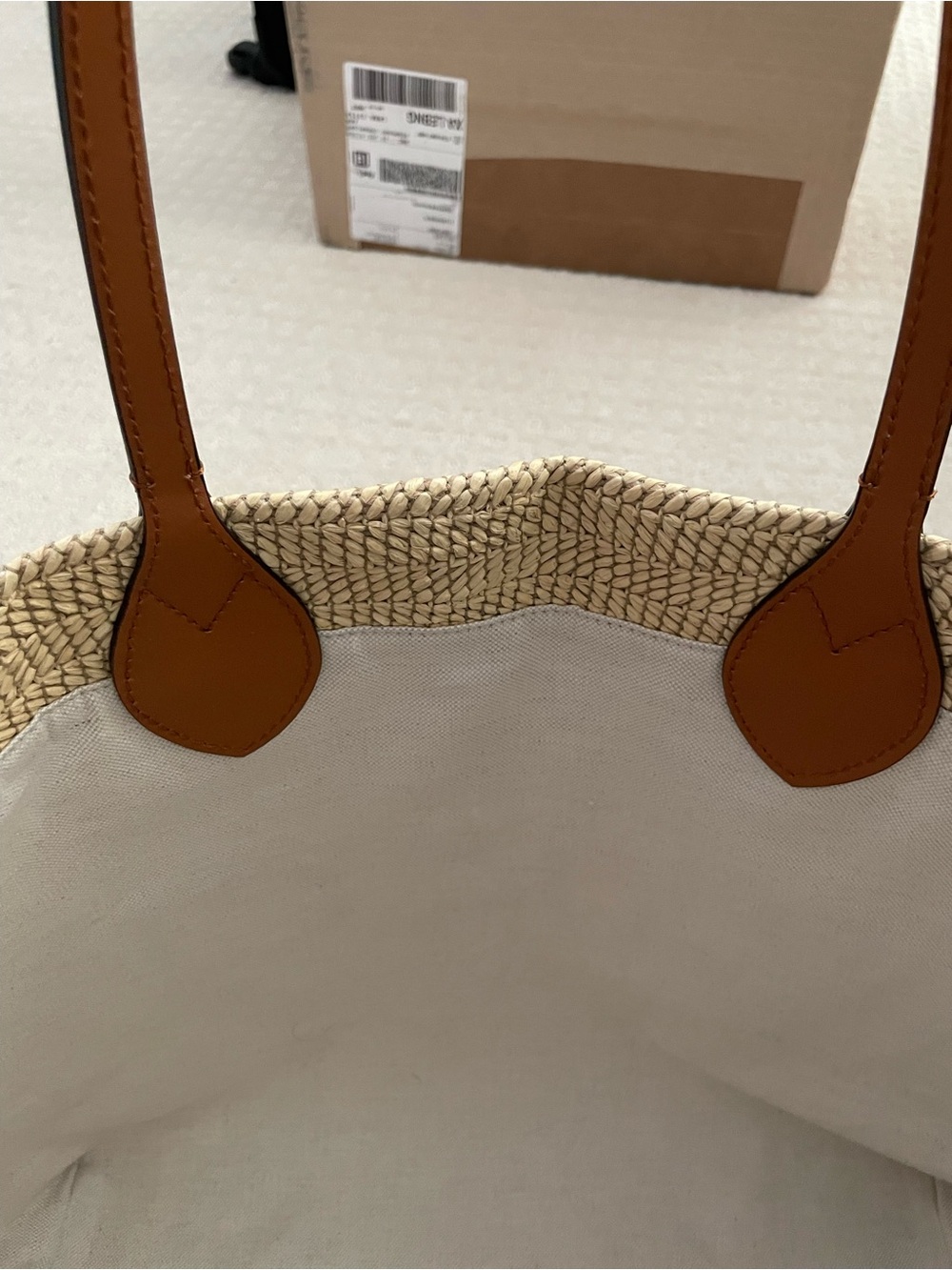 $2300 GUCCI Large Natural Straw Tote w/ Brown Leather Handles & Multicolor Logo - Picture 10 of 16